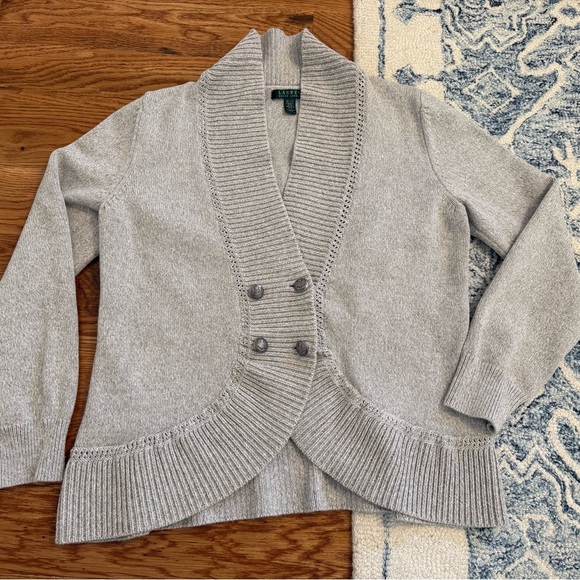 Lauren Ralph Lauren 4-Button Metal 100% Cotton Knit Sailing Cardigan Sz XL - Picture 1 of 9